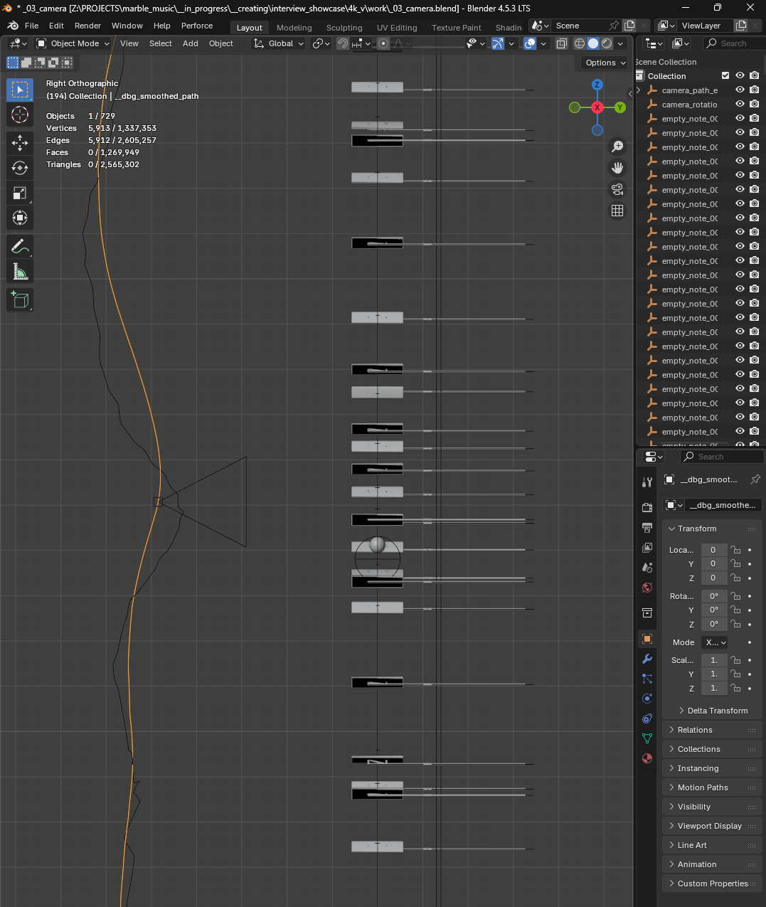 Camera positioning and animation setup