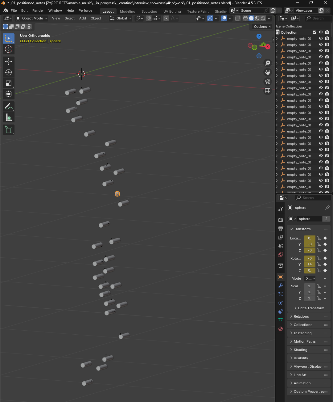 Marble physics and note positioning